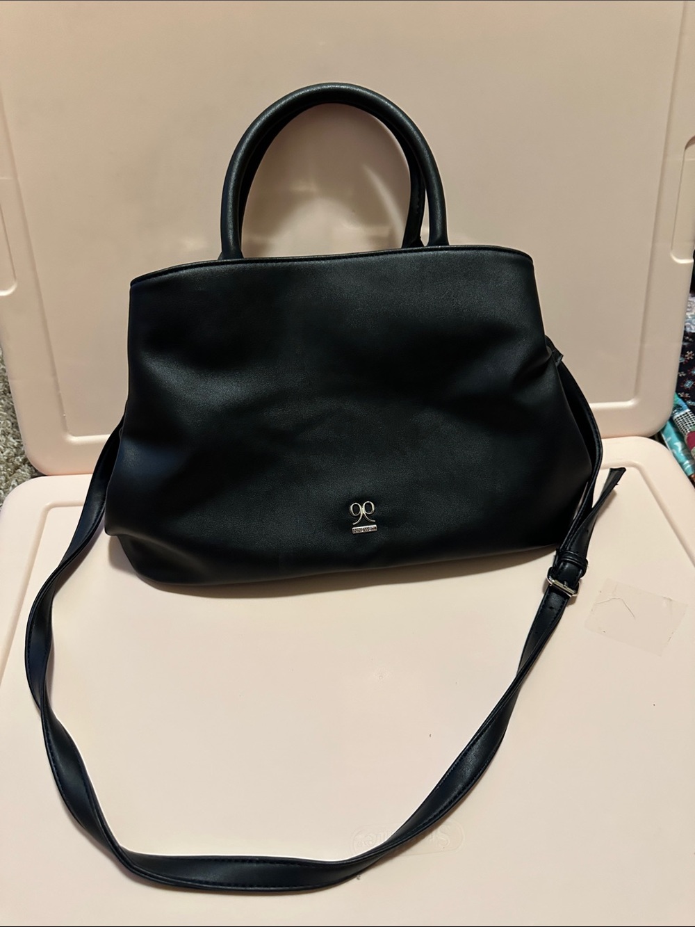 Nine West Black Top-Handle Shoulder Bag with Crossbody Strap